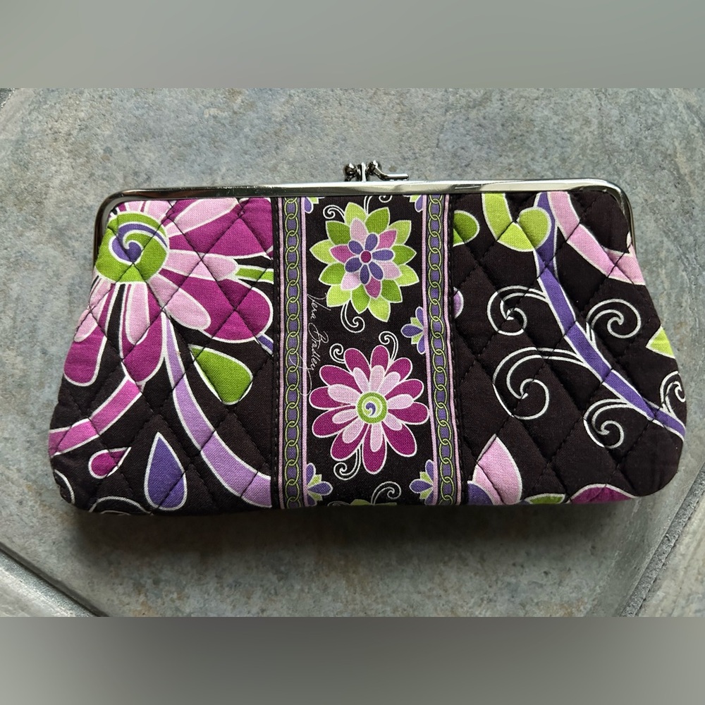 Retired Vera Bradley Purple Punch Kiss Lock Wallet
